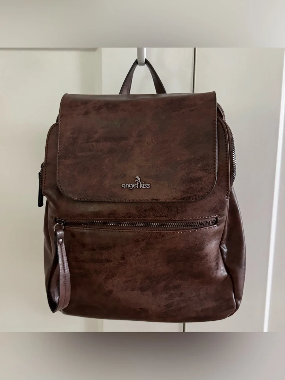 Angel Kiss Backpack / Purse Vegan Leather Zipper‎ Magnetic Flap
